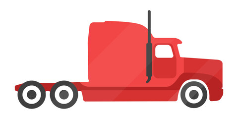 Poster - Red American tractor vector icon. Overland cargo delivery logo vector icon. Transportation vector symbol. Truck without trailer vector.