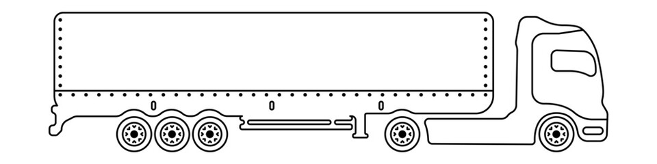 Poster - Truck with semi-trailer vector. A truck for the delivery of goods. Transport company logo. Outline truck vector.