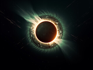 Wall Mural - total solar eclipse in the sky,created with generative ai tecnology.