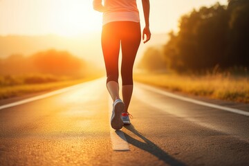 Young woman doing exercise walking and run