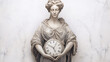 altgriechische Marmorstatue mit Uhr