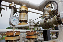 View Of Pressure Gauge And Valves At A Decommissioned Gas Plant