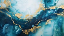 Abstract Golden Blue Jade Wallpaper, Copy Space, 16:9