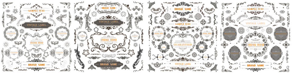 Wall Mural - set of vintage decorations flourishes elements. vector