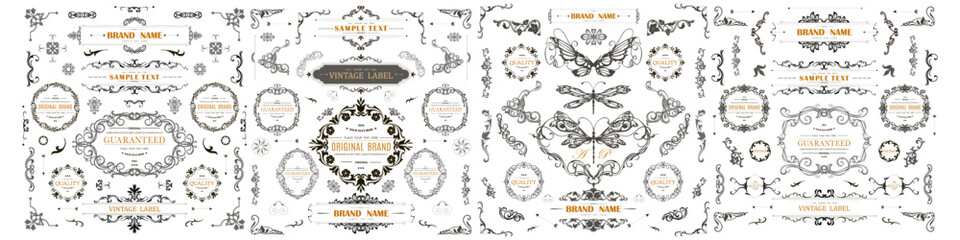 Wall Mural - set of vintage decorations flourishes elements.