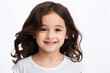 © Mohammad - Adorable Girl Kid Smiling with Clean Teeth: Cute Young Girl Portrait on White Background, generative ai