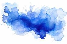 Ink Watercolor Pastel Cobalt Splash, Clip Art, White Background