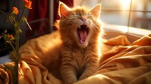 Cat Yawning After Waking Shallow Depth,  Background HD For Designer