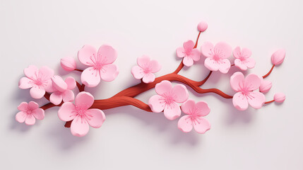 Wall Mural - pink cherry blossoms 3d clay style 