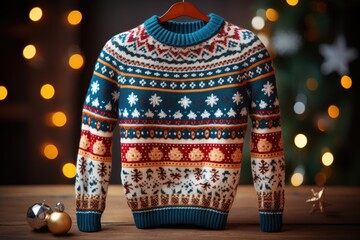 Sticker - Handmade crocheted knitted Christmas ugly sweater jumper bauble