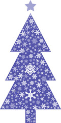 Wall Mural - Christmas tree with snow flakes - greeting card design. PNG object with transparent background.