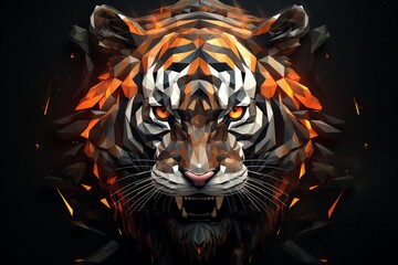 angry tiger head with sacred geometry hand drawn illustration