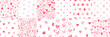 © Elena Panevkina - Hearts seamless vector patterns big set. Valentine's Day hand drawn artistic backgrounds collection. Marker, chalk, ink, brush drawn different doodle uneven heart shapes, outline strokes, silhouettes.