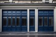 vintage dark blue storefront , retro commercial facade template model