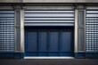 vintage marine blue storefront , retro commercial facade template model