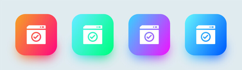 Poster - Accept solid icon in square gradient colors. Check mark signs vector illustration.