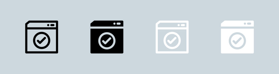 Poster - Accept icon set in black and white. Check mark signs vector illustration.