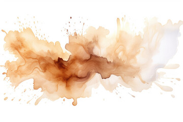 Canvas Print - The soft tan splash of ink watercolor serves as clip art, a delicate abstraction set against a white backdrop, offering a touch of elegance and simplicity to creative projects