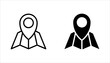 Maps and pins vector icons. Navigation and route concept, vector illustration on white background