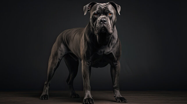 Cane Corso dog on black background