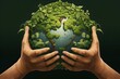 © asura - Unity with Nature, hands, holding, lush green earth, captivating illustration