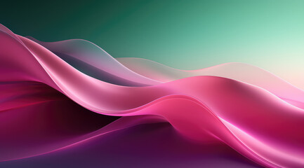 Wall Mural - Gentle waves of green and purple flow gracefully in a silky abstract design.