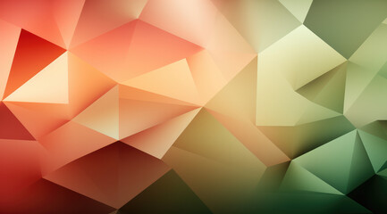 Wall Mural - A gradient of olive green and orange triangles in a clean, low-poly design.