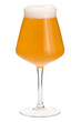 Tulip-shaped stemmed Tiku glass designed for a craft beer filled with hazy smoothie sour ale isolated 