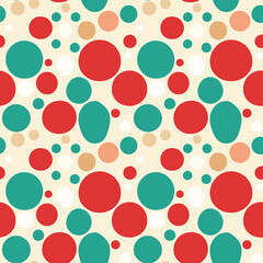 Canvas Print - a colorful geometric pattern with red and white circles, seamless pattern background