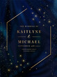 © lavendertime - Magic night dark blue sky with sparkling stars. Gold glitter powder splash vector background. Golden scattered dust