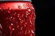 a close up of a red can
