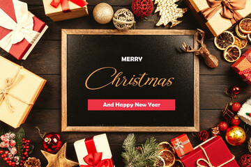 Merry christmas and happy new year card