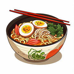 Sticker - A bowl of ramen with good color flavor