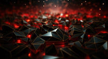 Dark Geometric Shapes With Glowing Red Edges Creating A Striking Abstract Pattern.