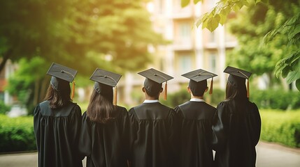 Wall Mural - Back view of a group of graduates