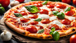 © Myvector - Tasty pizza closeup in a set composition of food photography.