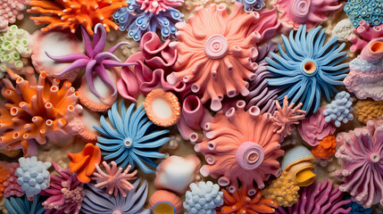 Poster - Dazzling Coral Garden with a Myriad of Shapes and Colors Background
