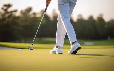 Wall Mural - Close up on the athlete legs during a golf game