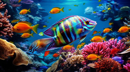 Poster - Shoals of Exotic Fish in the Pristine Waters Background