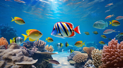 Poster - Shoals of Exotic Fish in the Pristine Waters Background