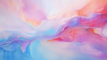 Wall Mural - Immortalize the tactile beauty of an abstract masterpiece, where thick paint in shades of pink, blue, and orange intertwines, forming a vivid and dynamic painting.