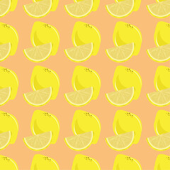 Poster - Yellow lemon pieces texture and pattern design, lemons pieces cut on isolated background