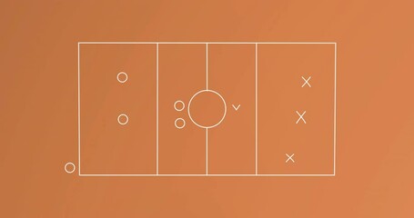 Poster - Animation of game plan with arrows, circles and x symbol on sports court