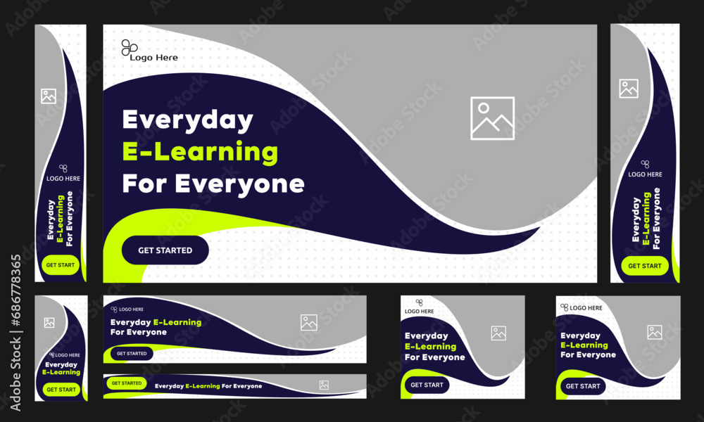 Customizable vector learning system web banner design for social media ...