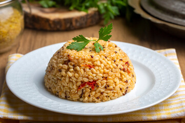 Wall Mural - Bulgur pilaf with chia seeds