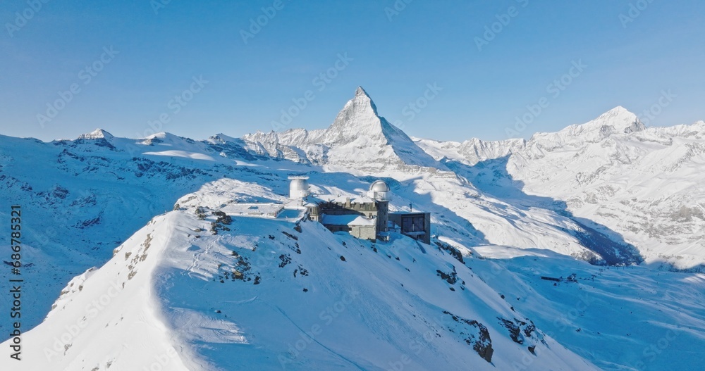 Panoramic view at Gornergrat with Matterhorn view during winter in ...