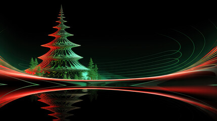 Wall Mural - Christmas tree in music equalizer or music waveform. Party card for winter holidays