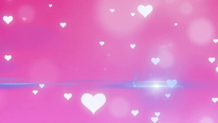 Sticker - Animation of hearts and glowing spots of light on pink background