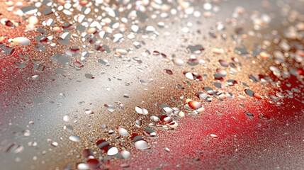 Poster - Abstract shiny background with red glitter. Scattered confetti sparkles with red color