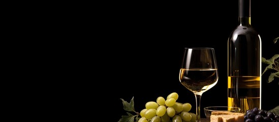 Aufkleber - Minimalistic trendy flat lay of white wine on a white background perfect for wine bar or winery concepts Copy space image Place for adding text or design